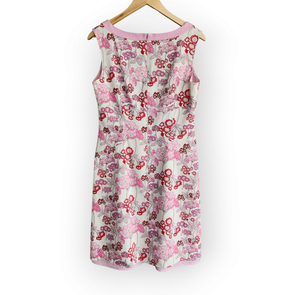 Vintage Kay Unger New York White & Pink Floral A Line Dress 10 - Picture 7 of 9